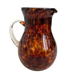 NEW Hand Blown Tortoise Shell Glass Pitcher 9.5in Chic Barware